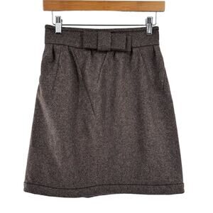 Uniqlo x Jil Sander +J‎ Skirt Size 2 Wool Bow Brown Liner Twee